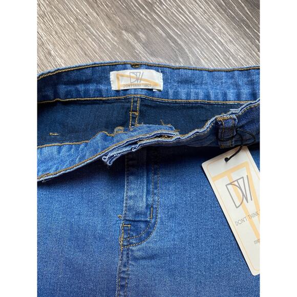 New 6 ASOS Medium Wash High Rise Stretch Denim Mini Skirt Jean Pockets Vintage - Picture 4 of 6